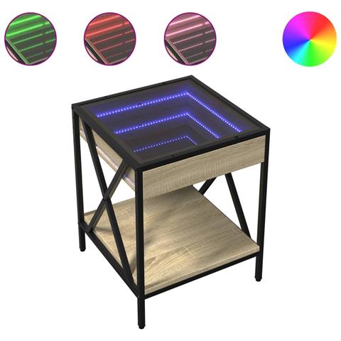 Tavolino Da Salotto Con Led Infinity Rovere Sonoma 40x40x49 Cm - Foto 2