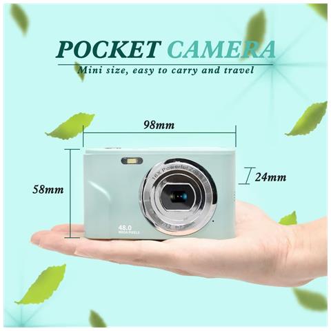 Fotocamera Digitale Da 48 Mp, Fhd 1080p, Zoom 16x, Scheda Di Memoria Da 32 Gb Silver - Foto 7