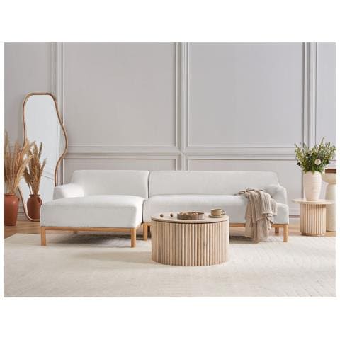 Divano Angolare 3 Posti Sosjo Bouclé Bianco Sporco Lato Destro - Foto 1