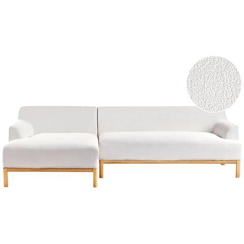 Divano Angolare 3 Posti Sosjo Bouclé Bianco Sporco Lato Destro - Foto 2