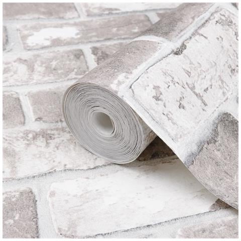 Carta da Parati 3D Motivo Mattoni Grigio 10x0,53 m Non Tessuto - Foto 8