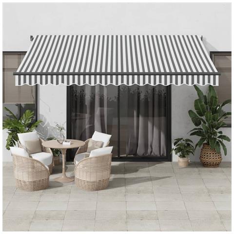 Tenda Retrattile Manuale Con Led Antracite E Bianco 400x300 Cm - Foto 1