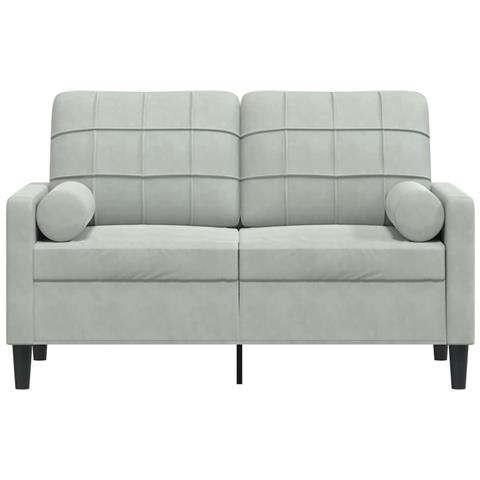 Divano A 2 Posti Con Cuscini Grigio Chiaro 120 Cm In Velluto - Foto 3