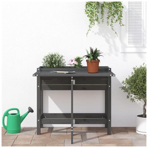 Lusso Casadino -  Fioriera Giardino Piano Pieghevole Grigia Legno Massello Pino - Foto 2