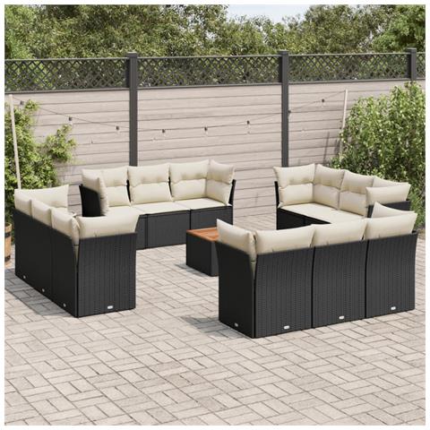 Lusso Casadino -  Set Divani Da Giardino 13pz Con Cuscini Nero In Polyrattan - Foto 8