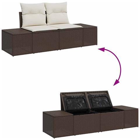 Set Divano da Giardino da 5 Pezzi con Cuscini Marrone Polyrattan - Foto 9