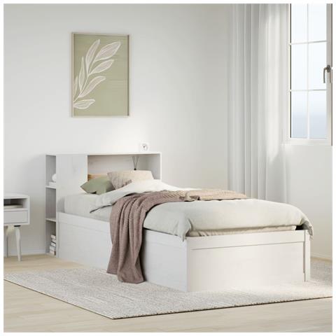 Giroletto senza Materasso Bianco 90x200 cm Legno Massello Pino - Foto 2