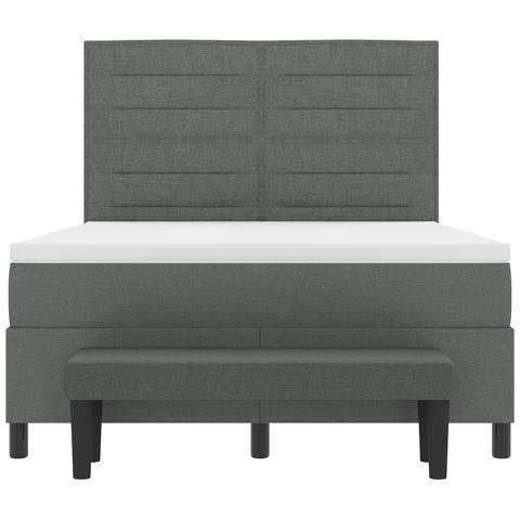 Letto con Box Spring con Materasso & Panchina Grigio Scuro 140x200 cm Tessuto - Foto 9