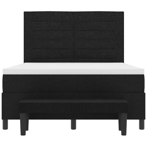 Letto con rete a molle e materasso & panca nera 140x190 cm tessuto - Foto 9