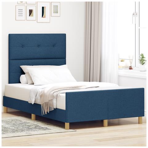 Telaio letto  Blu 120x200 cm Tessuto - Foto 2