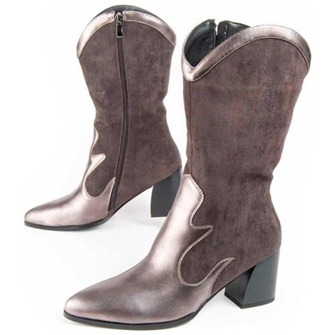 Stivale Con Tacco Tejan8 Grigio Grigio Materiale Sintetico E Tessile - Foto 1