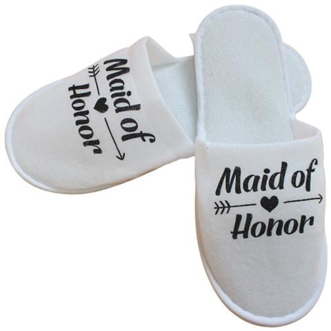 Pantofole Bianche ""maid Of Honor"" Per Feste Di Addio Al Nubilato E Spa Black - Foto 1