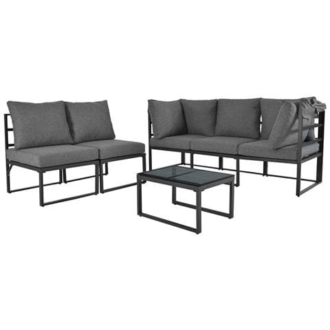 Set Di Sedie A Sdraio Da Giardino, Tavolo Con Tenda Da Sole Set Di 4 Mobili Da Balcone E Da Giardino Mobili Da Giardino Grigio - Foto 4