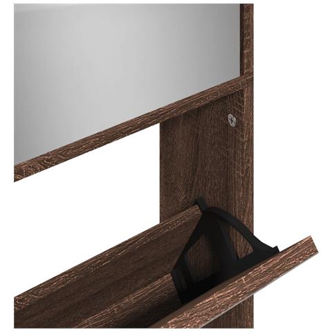 Scarpiera con Specchio a 4 Livelli Rovere Marrone 63x17x134 cm - Foto 9