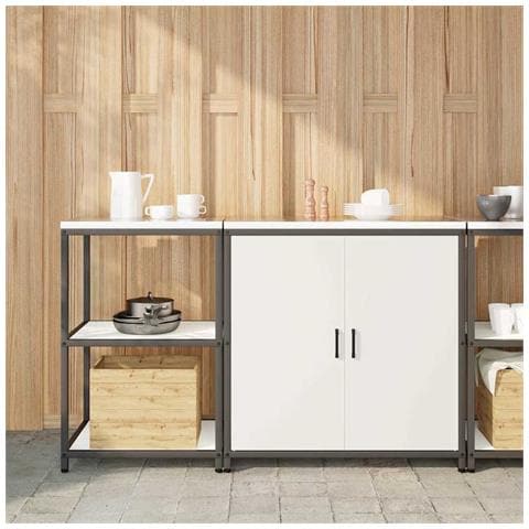 Set di Stoccaggio per Cucina 2 pcs Bianco 150 x 50 x 92 cm - Foto 2