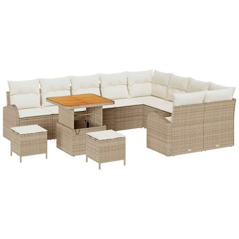 Set Divano da Giardino 12 pcs Beige e Crema 80 x 80 x 71 cm - Foto 1
