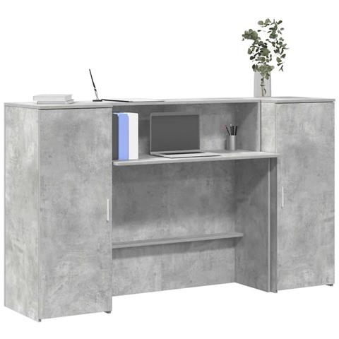 Banco Reception Grigio Cemento 180x50x103,5cm Legno Multistrato - Foto 2