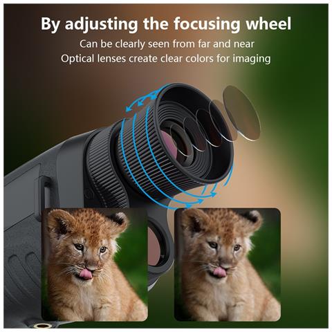 Monocolo Portatile Per Visione Notturna Digitale Uhd 2.5k Con Zoom Ottico 4x E Illuminatore A rarossi Black - Foto 7