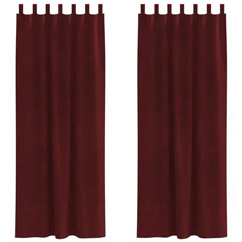 Tende con tende 2 pcs Rosso vino 140 x 245 cm Velluto - Foto 1