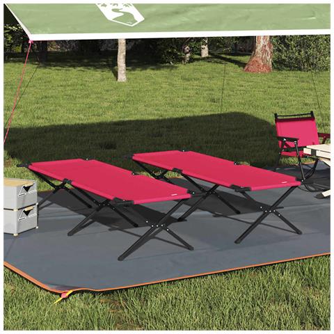 Letto da campeggio pieghevole 2 pcs Rosso Tessuto Oxford - Foto 2