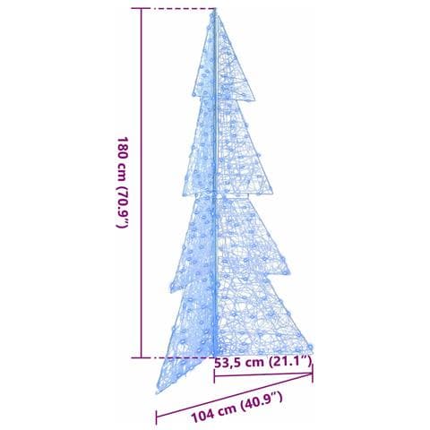 Albero di Natale con 240 LED Blu 180 cm Acrilico - Foto 8