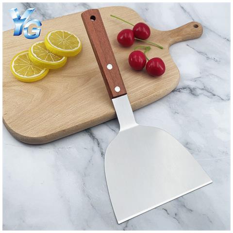 Spatola Per Hamburger In Acciaio Inossidabile Con Manico In Legno - Ideale Per Piastra E Barbecue L - Foto 7