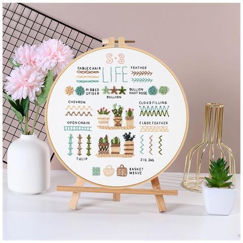 Set Di 3 Kit Di Ricamo A Mano Fai Da Te: Facile Per Principianti Con Motivi, Telaio E Fili - Foto 7