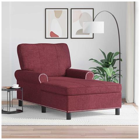 Chaise Lounge con cuscino Rosso Vino 91 x 157 x 91 cm Tessuto - Foto 2