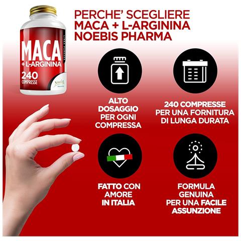 Maca + L-Arginina 240 Compresse - Estratto di Maca 4:1 e Arginina HCl - Tono, Vigore Fisico ed Energia Quotidiana (Confezione quintupla) - Foto 2