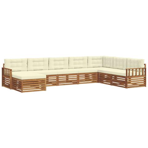 Set divani 8 pcs Naturale e Crema Legno di Acacia Massello - Foto 1