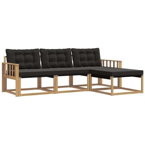 Set di divani da esterno con cuscino 4 pcs Bianco e Nero - Foto 1