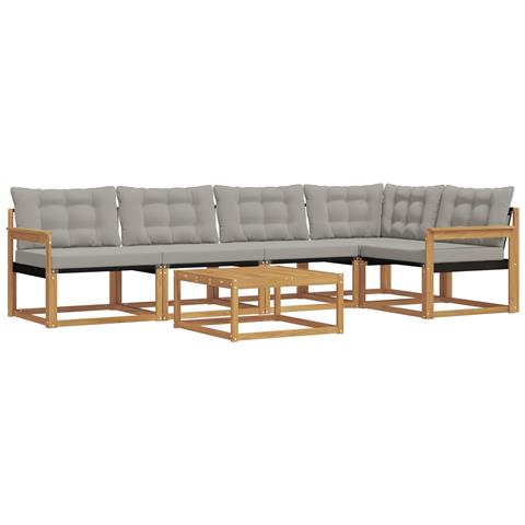 Set di divani da esterno 6 pcs Bianco e Grigio Chiaro - Foto 1