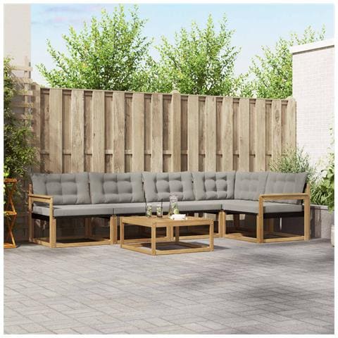 Set di divani da esterno 6 pcs Bianco e Grigio Chiaro - Foto 2