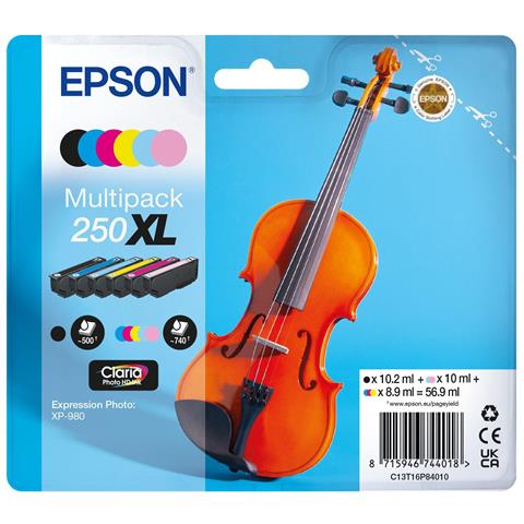250XL Violin Claria Photo HD cartuccia d'inchiostro 6 pz Originale Resa elevata (XL) Nero, Ciano, Ciano chiaro, Magenta chiaro, Magenta, Giallo - Foto 1