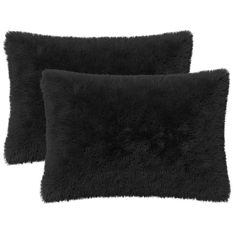 Cuscino con cuscino HEERLEN 2 pz Nero Fleece PV - Foto 1
