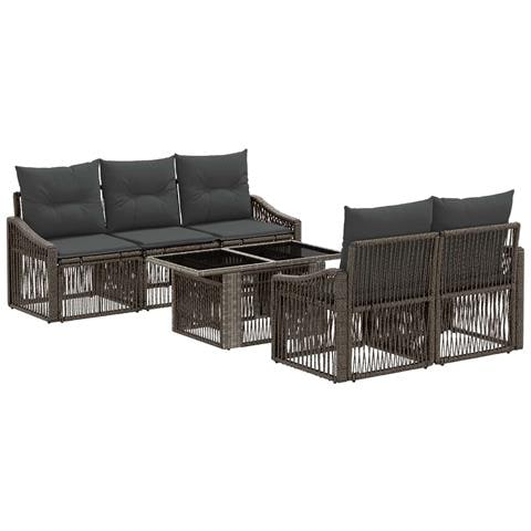 Set Divano da Giardino 6 pz Grigio e Grigio Scuro polyrattan - Foto 1