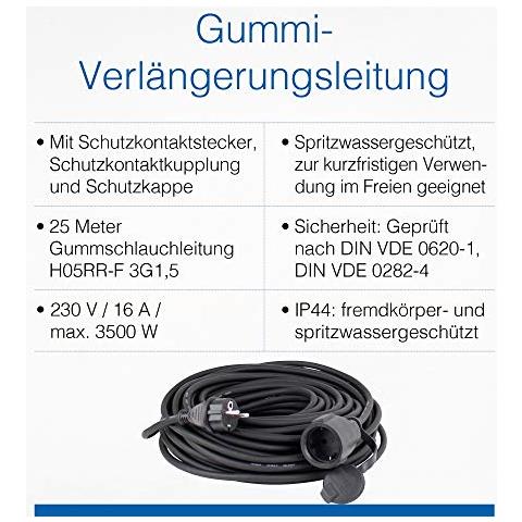 AsSchwabe 60364 Prolunga in gomma, H05 RRF, 25m, colore: Nero - Foto 3