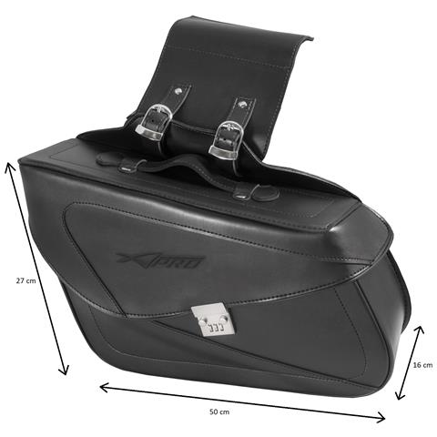 Borsa Moto Customo Chopper Borchie Cromate Nero Laterale Sinistra Singola - Foto 2
