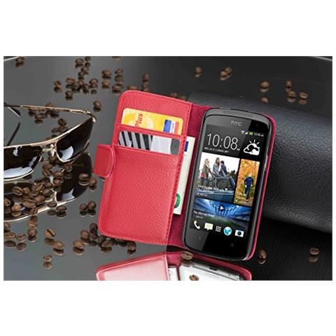 Cadorabo Custodia Compatibile Con Htc Desire 500 In Rosso Cremisi - Coperchio Protettivo In Ecopelle Testurizzata E Tasca Per Carte Di Credito - Foto 2