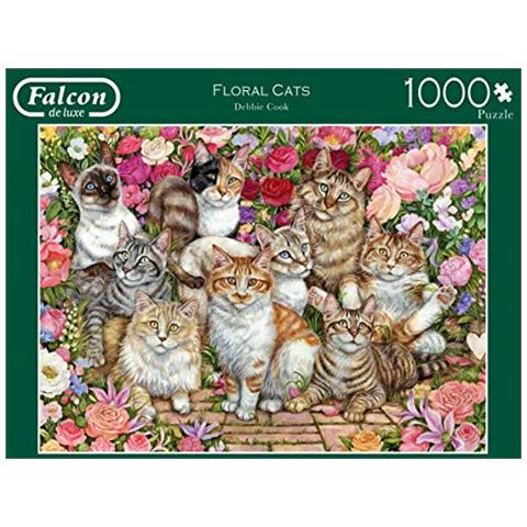 Floral Cats Pcs Falcon De Luxe-puzzle Da 1000 Pezzi Con Gatti Floreali, Multicolore, 11246 - Foto 2