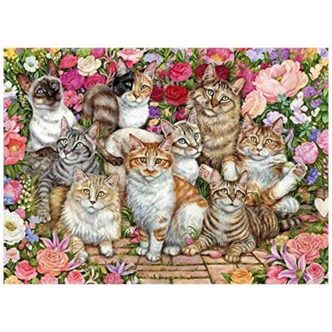 Floral Cats Pcs Falcon De Luxe-puzzle Da 1000 Pezzi Con Gatti Floreali, Multicolore, 11246 - Foto 3