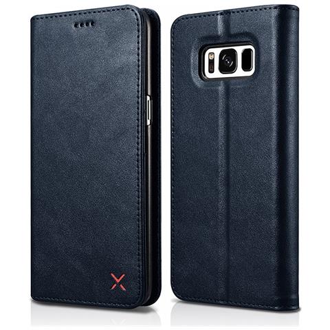 Samsung Galaxy S8 Portafoglio Di Cuoio Di Lusso Cassa Dell'unità Di Elaborazione Dell'annata Di Disegno Blue Book - Foto 1