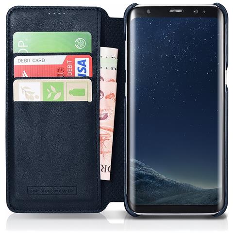 Samsung Galaxy S8 Portafoglio Di Cuoio Di Lusso Cassa Dell'unità Di Elaborazione Dell'annata Di Disegno Blue Book - Foto 2