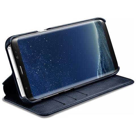 Samsung Galaxy S8 Portafoglio Di Cuoio Di Lusso Cassa Dell'unità Di Elaborazione Dell'annata Di Disegno Blue Book - Foto 3