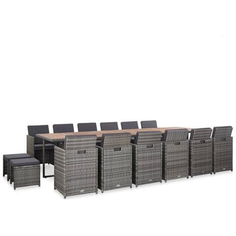 Set Da Pranzo Da Giardino 17 Pz E Cuscini Polyrattan Antracite - Foto 10