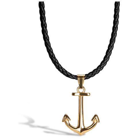 Collana in Pelle per Uomo, ""Anchor"", 60cm, Oro - Foto 1