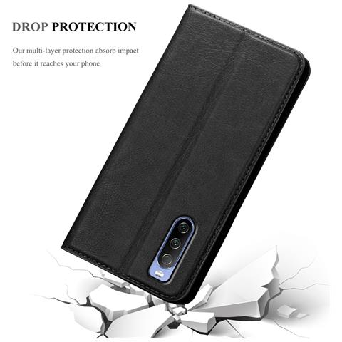 Cadorabo Custodia Compatibile Con Sony Xperia 10 Iii In Nero Di Notte - Coperchio Protettiva Con Chiusura Magnetica, Funzione Stand E Tasca Per Le Carte - Foto 8
