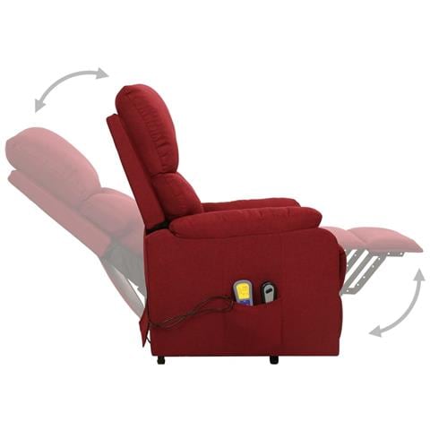 Poltrona Alzapersona Massaggiante Rosso Vino Tessuto - Foto 2