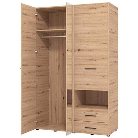 Armadio 2 Ante 2 Cassetti Con Specchio Di Design Moderno Industrial Cm 127,5 X 55 X 205,5 H - Foto 4