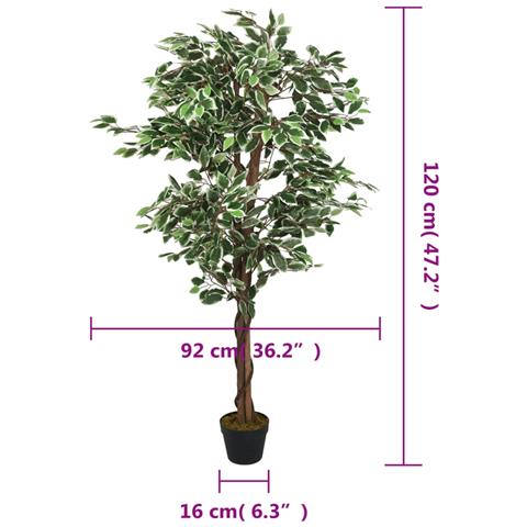Albero Di Ficus Artificiale 630 Foglie 120 Cm Verde - Foto 8